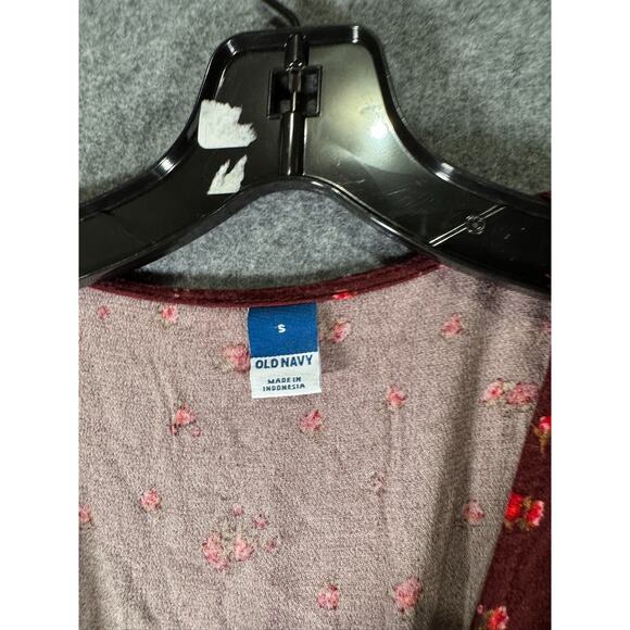 Old Navy Dress Women Short Sleeve Puff Sleeve Floral Burgundy Midi Boho Cottage - Picture 2 of 8